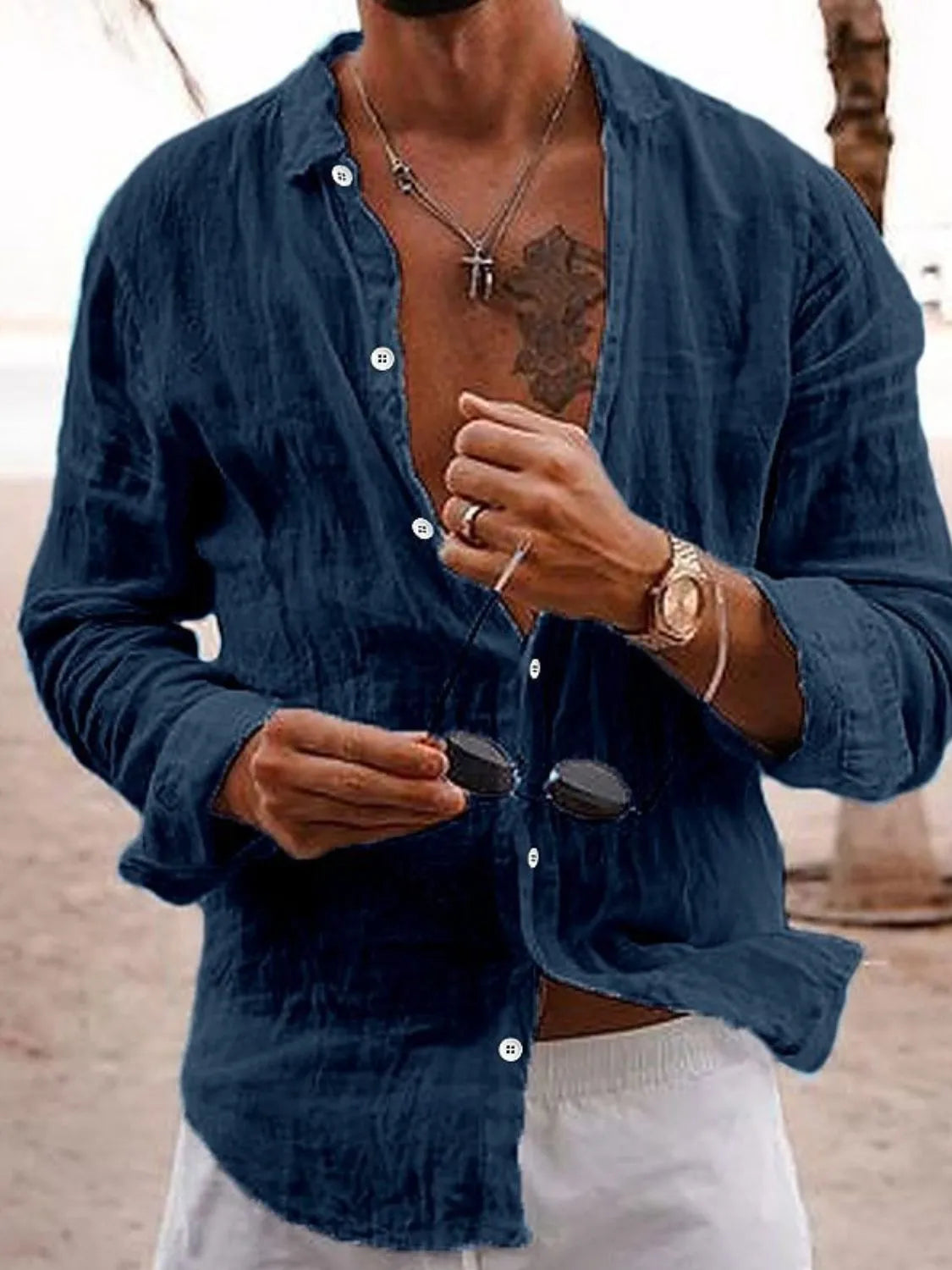 Men's Full Size Button Up Long Sleeve Shirt Plus Size - Velora Luxury Fashion