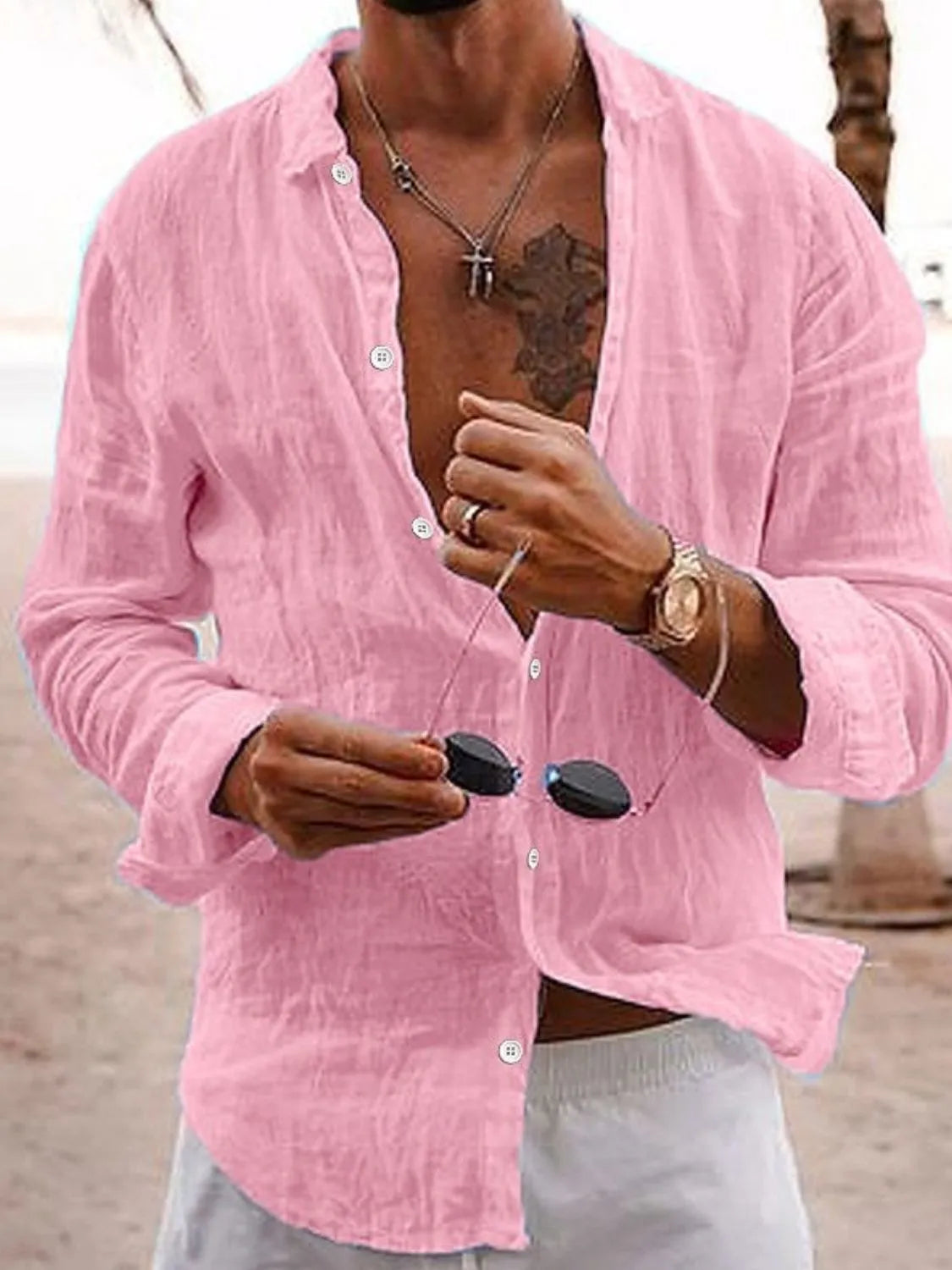 Men's Full Size Button Up Long Sleeve Shirt Plus Size - Velora Luxury Fashion