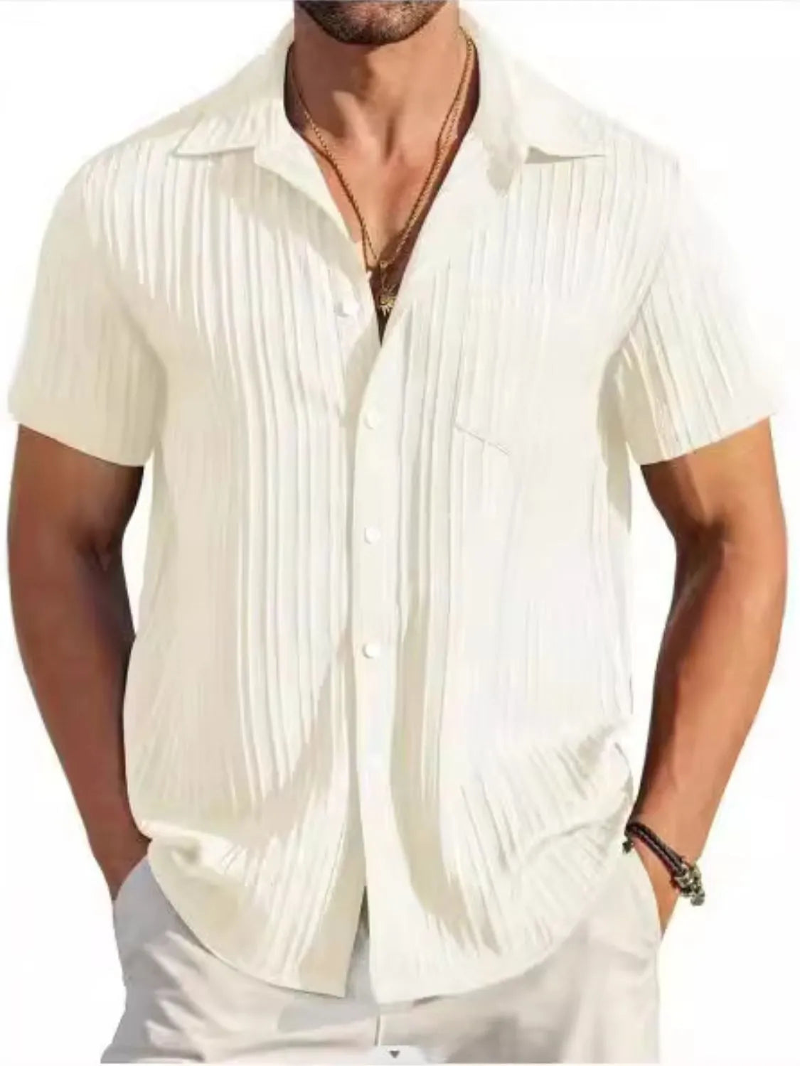 Men's Full Size Button Up Short Sleeve Shirt Plus Size - Velora Luxury Fashion