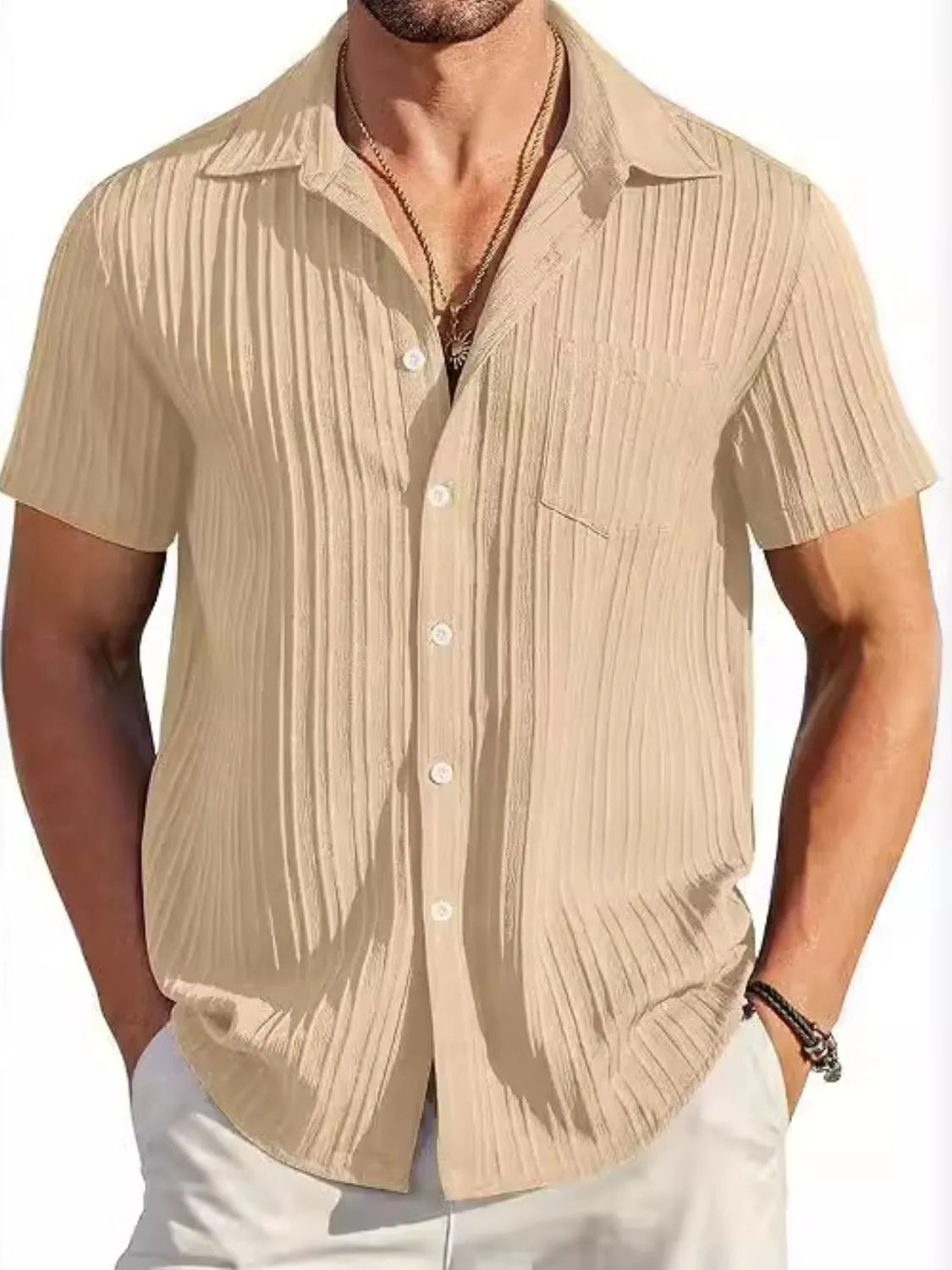 Men's Full Size Button Up Short Sleeve Shirt Plus Size - Velora Luxury Fashion