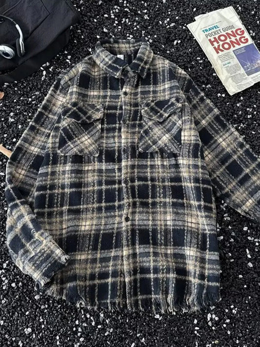 Men's Full Size Classic Plaid Flannel Button-Down Shirt Plus Size - Velora
