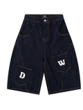 Men's Full Size Denim Shorts with Letter Patches Plus Size - Velora Luxury Fashion