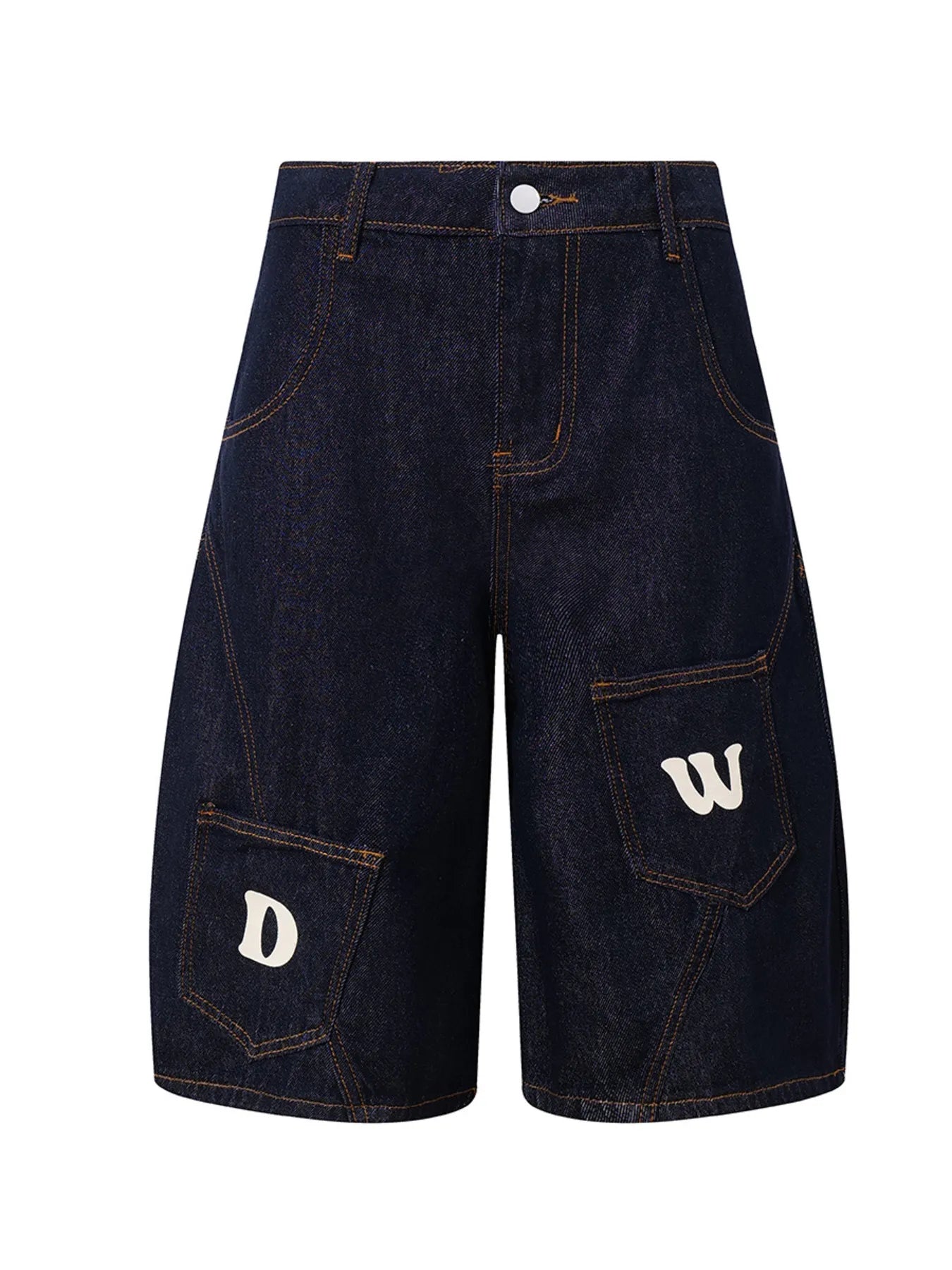 Men's Full Size Denim Shorts with Letter Patches Plus Size - Velora Luxury Fashion