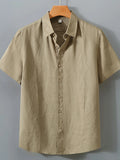 Men's Full Size Short Sleeve Button-Up Shirt Plus Size - Velora Luxury Fashion