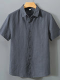 Men's Full Size Short Sleeve Button-Up Shirt Plus Size - Velora Luxury Fashion