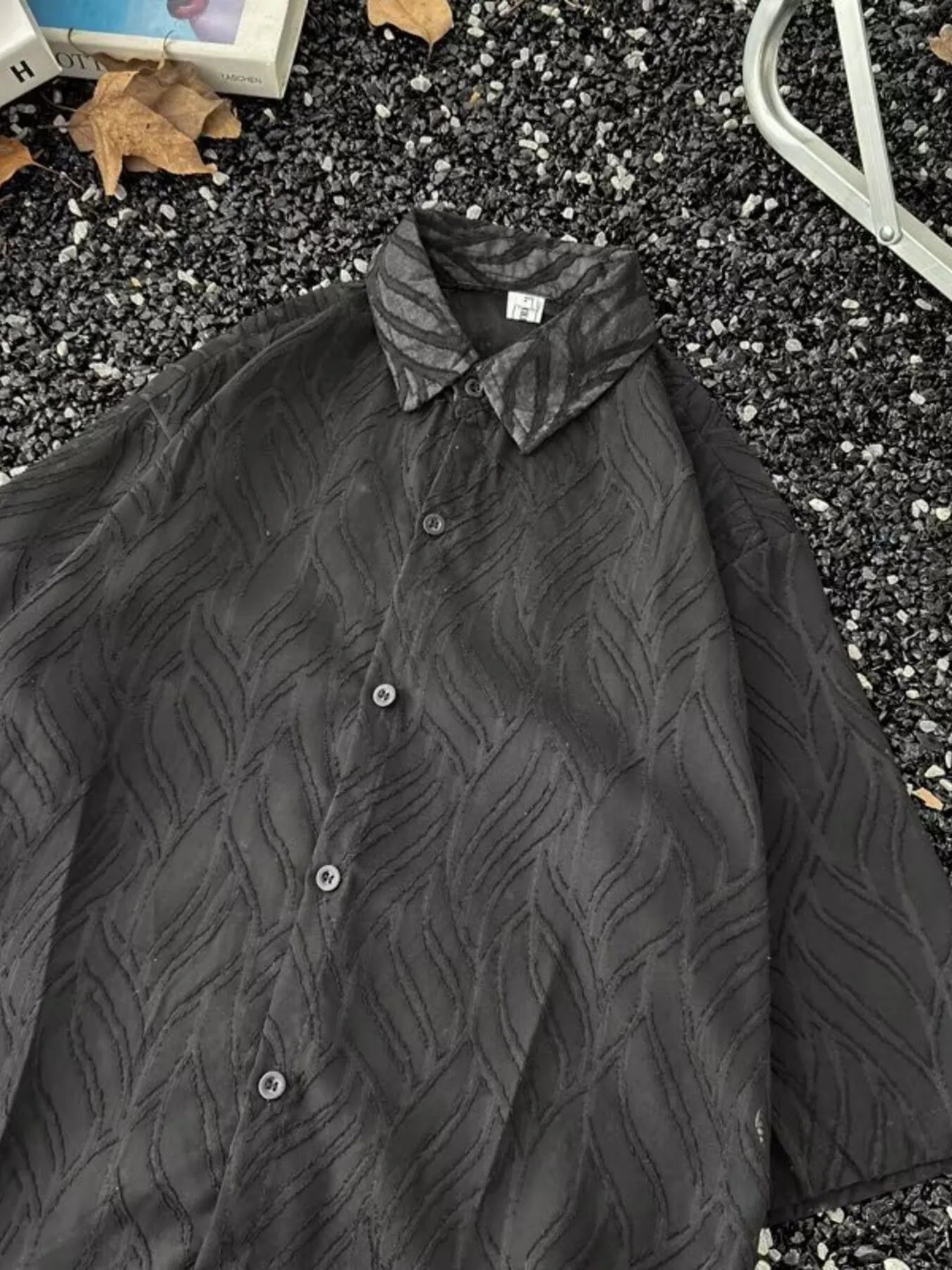 Men's Full Size Wave Pattern Short Sleeve Button-Up Shirt Plus Size - Velora Luxury Fashion