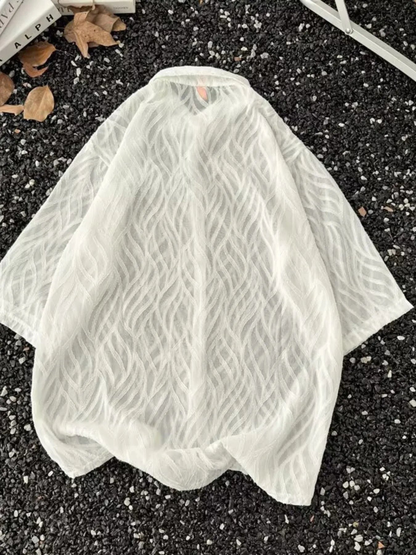 Men's Full Size Wave Pattern Short Sleeve Button-Up Shirt Plus Size - Velora Luxury Fashion