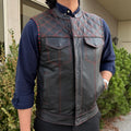 Men's Genuine Cow Leather Biker Club Vest - Velora Luxury Fashion