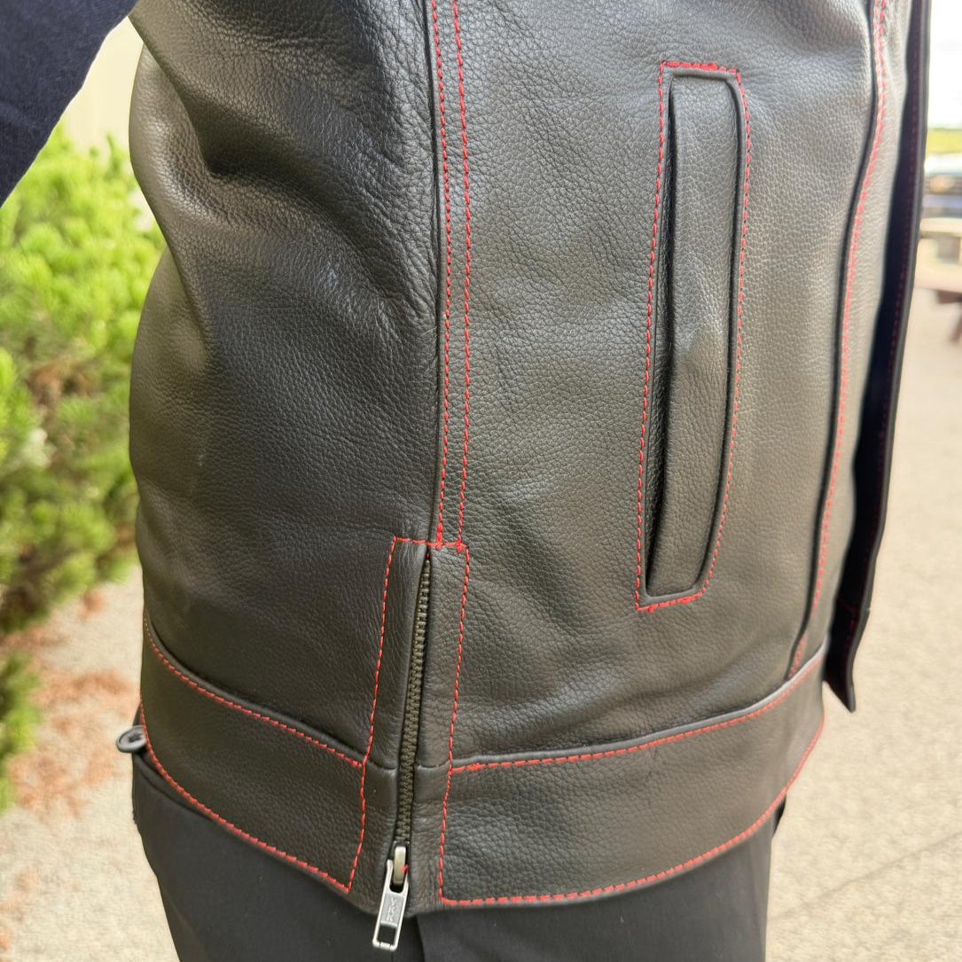 Men's Genuine Cow Leather Biker Club Vest - Velora Luxury Fashion