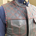Men's Genuine Cow Leather Biker Club Vest - Velora Luxury Fashion