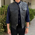 Men's Genuine Cow Leather Biker Club Vest - Velora Luxury Fashion