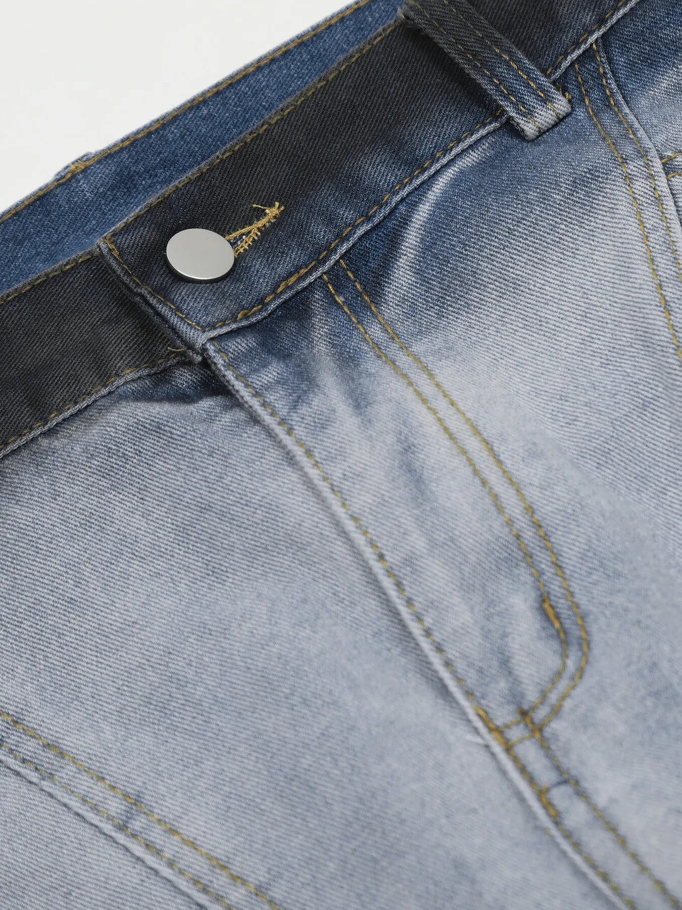 Men's Gradient Curved Jeans with Seam Detail - Velora Luxury Fashion