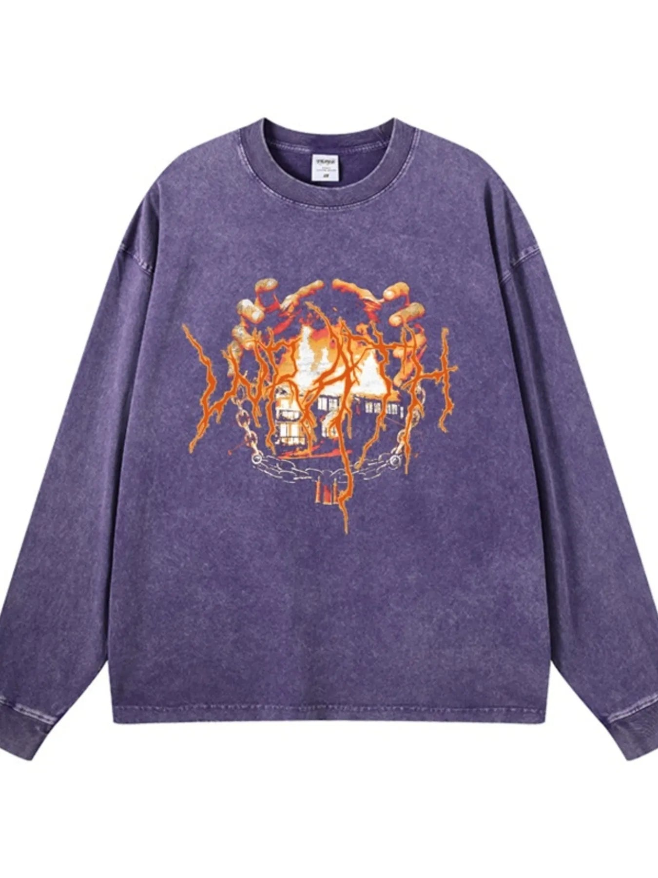Men's Graphic Oversized Long Sleeve T-Shirt - Velora Luxury Fashion