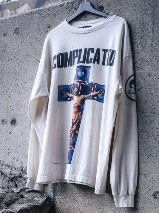 Men's Graphic Round Neck Long Sleeve T-Shirt - Velora Luxury Fashion