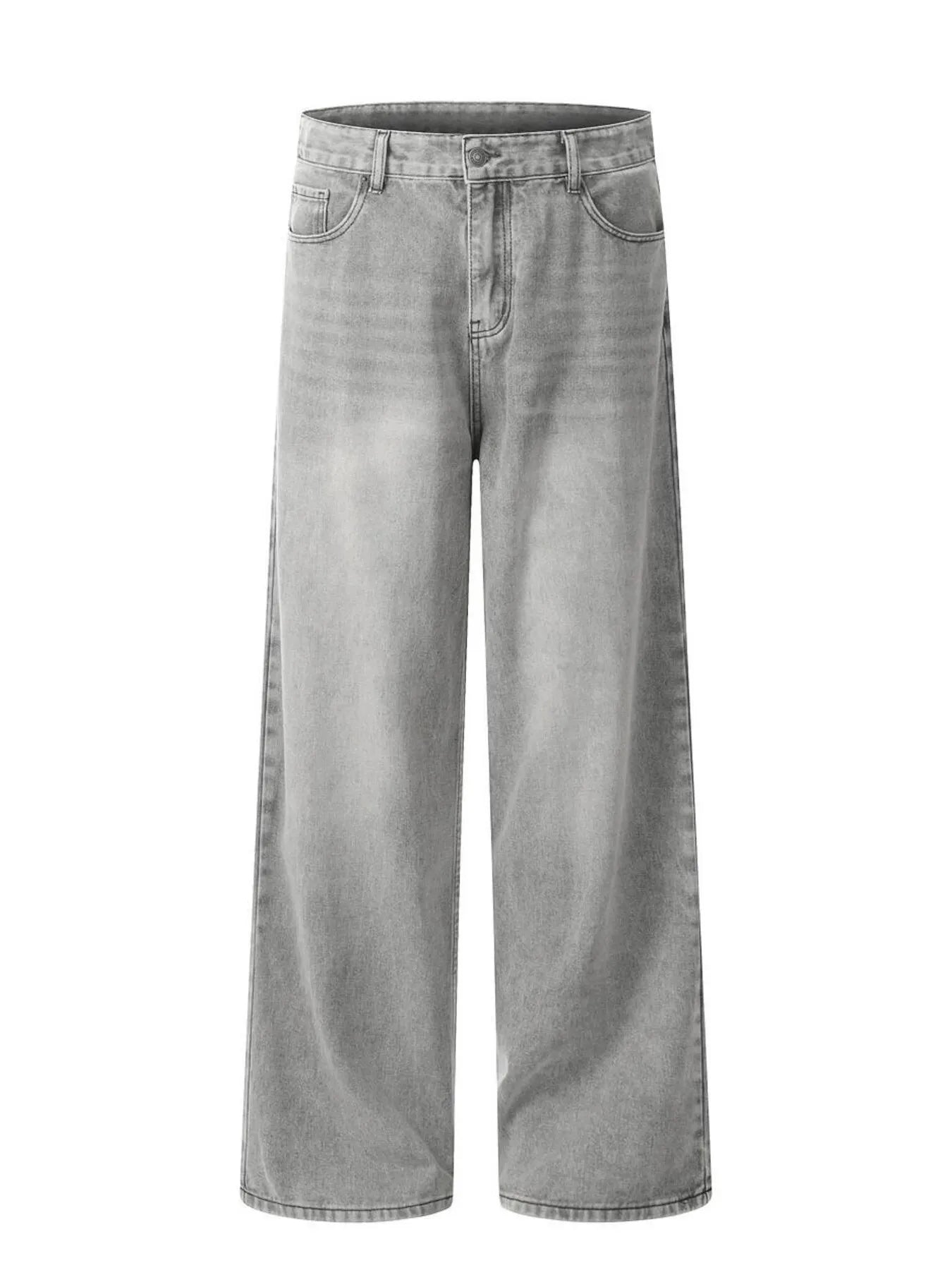Men's High-Rise Wide Leg Washed Jeans - Velora Luxury Fashion