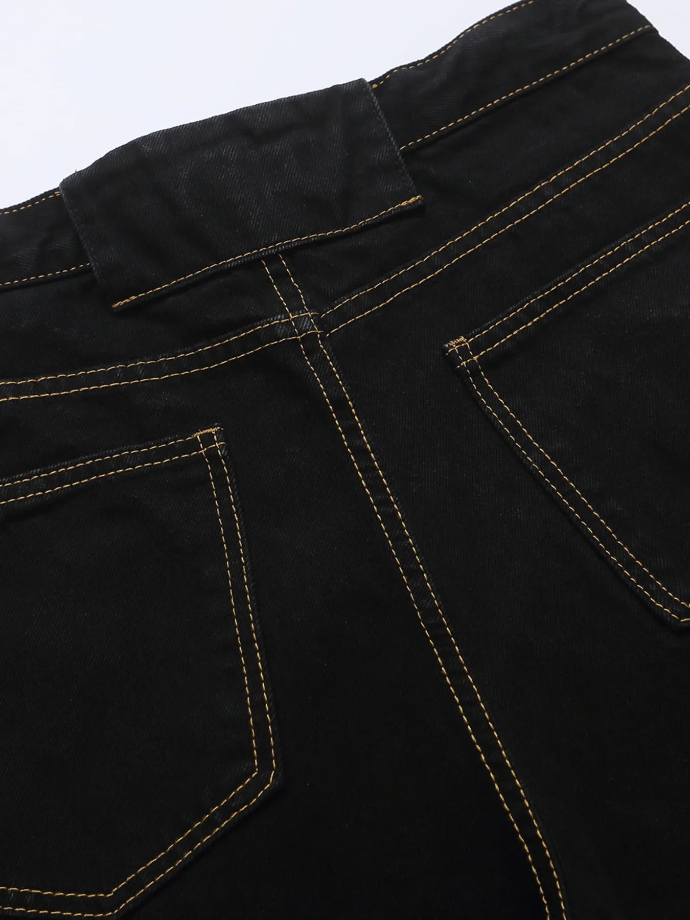 Men's High Waist Contrast Stitch Curved Jeans - Velora Luxury Fashion