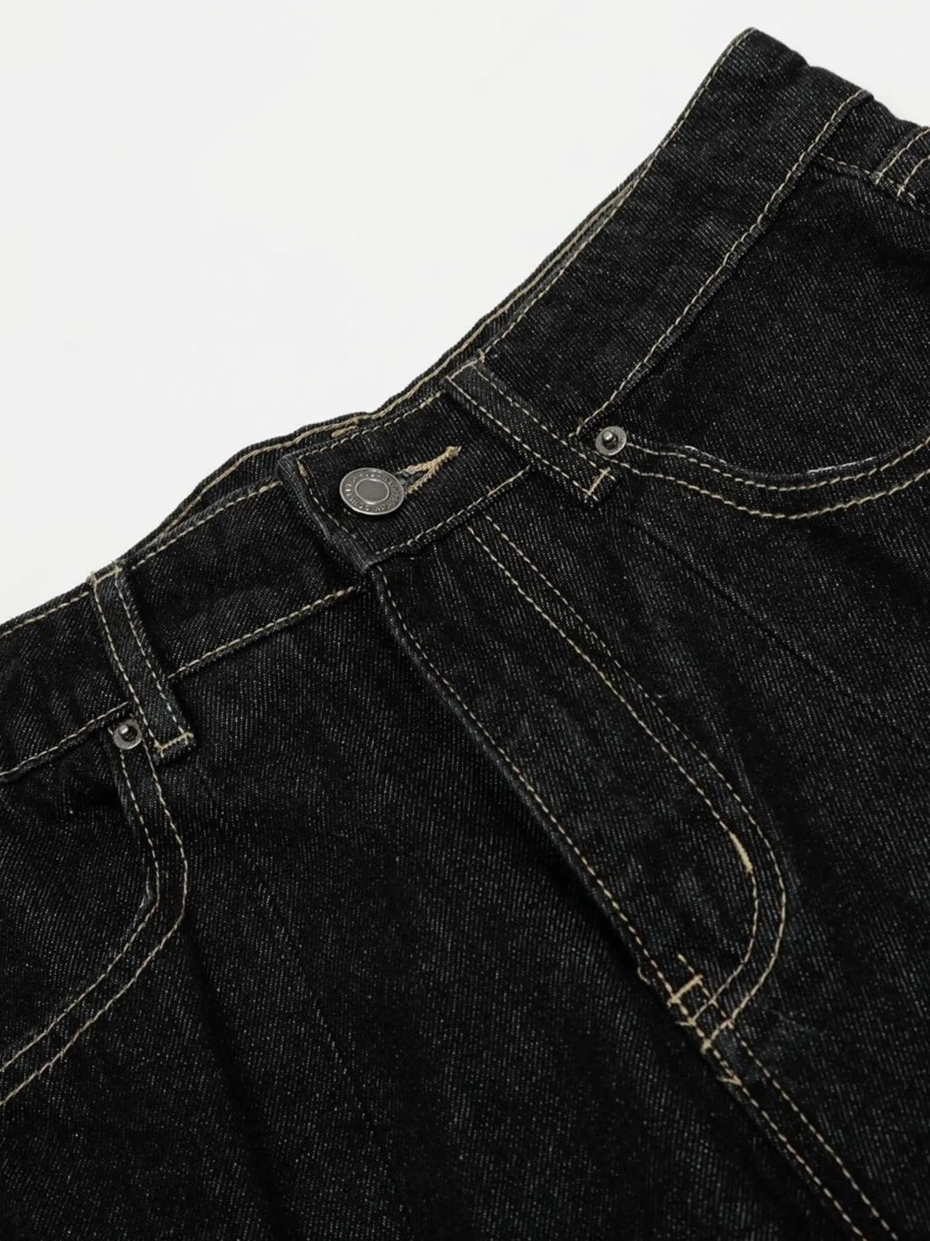 Men's High Waist Curved Jeans with Pleated Detail - Velora Luxury Fashion