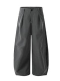 Men's High Waist Pleated Curved Pants - Velora Luxury Fashion