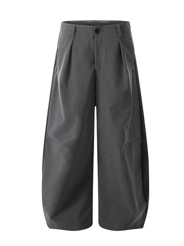 Men's High Waist Pleated Curved Pants - Velora Luxury Fashion