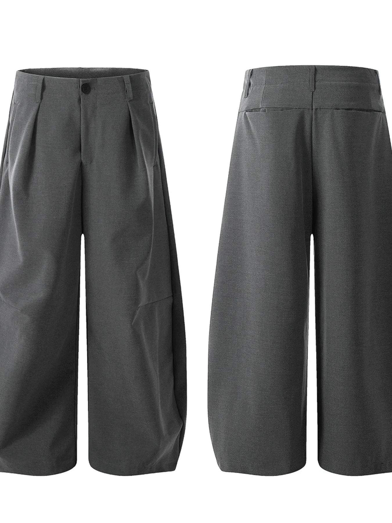 Men's High Waist Pleated Curved Pants - Velora Luxury Fashion