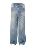 Men's High Waist Wide Leg Washed Jeans - Velora Luxury Fashion