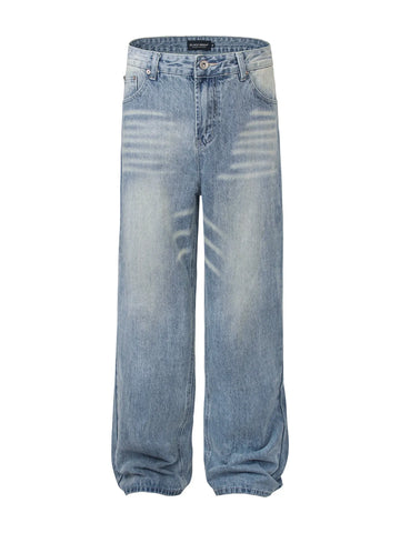Men's High Waist Wide Leg Washed Jeans - Velora Luxury Fashion