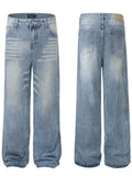 Men's High Waist Wide Leg Washed Jeans - Velora Luxury Fashion