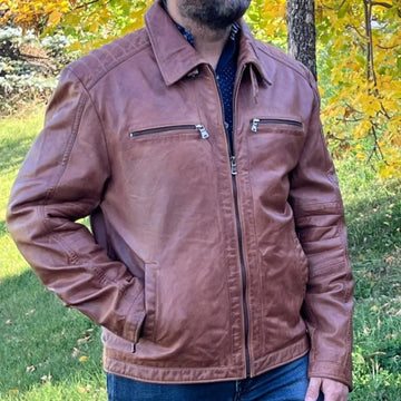 Men's Lamb Leather Four-Pocket Classic Jacket - Velora Luxury Fashion