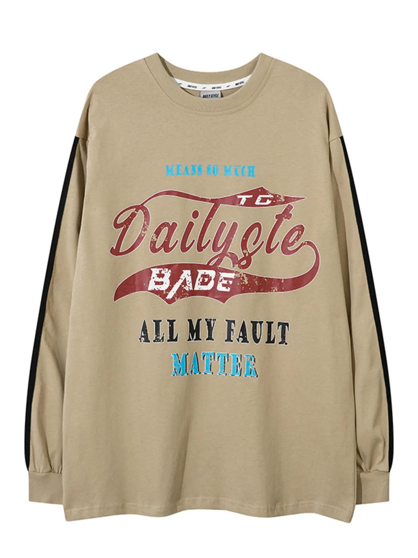 Men's Letter Graphic Long Sleeve T-Shirt - Velora Luxury Fashion