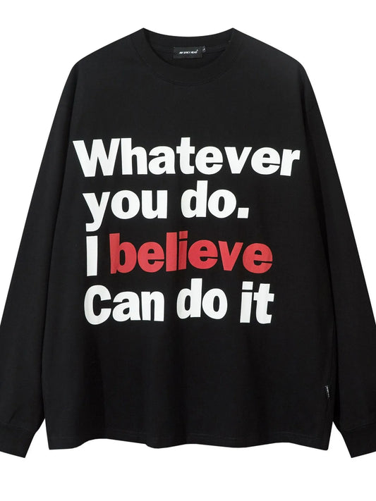 Men's Letter Graphic Round Neck Long Sleeve Sweatshirt - Velora Luxury Fashion