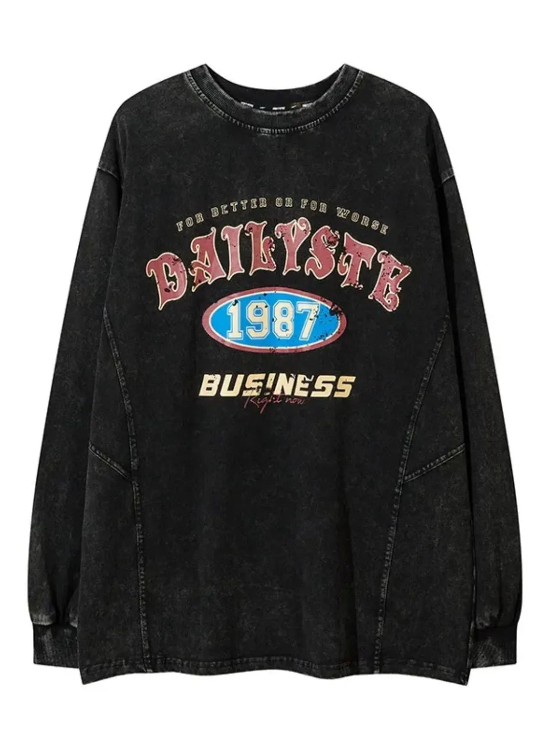 Men's Letter Graphic Round Neck Long Sleeve T-Shirt - Velora Luxury Fashion