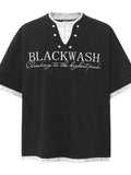 Men's Letter Graphic Round Neck Short Sleeve Contrast Trim T-Shirt - Velora Luxury Fashion