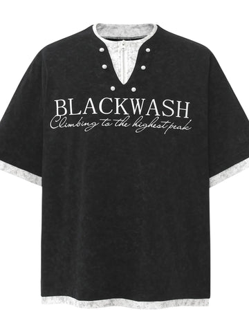 Men's Letter Graphic Round Neck Short Sleeve Contrast Trim T-Shirt - Velora Luxury Fashion