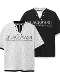 Men's Letter Graphic Round Neck Short Sleeve Contrast Trim T-Shirt - Velora Luxury Fashion