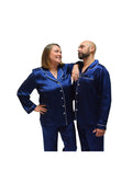 Men's Mulberry Silk Pajama Set Navy Blue - Velora Luxury Fashion