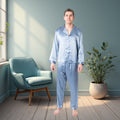 Men's Mulberry Silk Pajama Set Twilight Blue - Velora Luxury Fashion