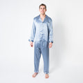 Men's Mulberry Silk Pajama Set Twilight Blue - Velora Luxury Fashion
