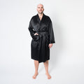 Men's Mulberry Silk Robe Black - Velora Luxury Fashion