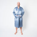 Men's Mulberry Silk Robe Twilight Blue - Velora Luxury Fashion