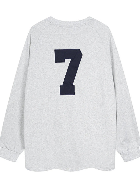 Men's Number 7 Round Neck Long Sleeve Sweatshirt - Velora Luxury Fashion
