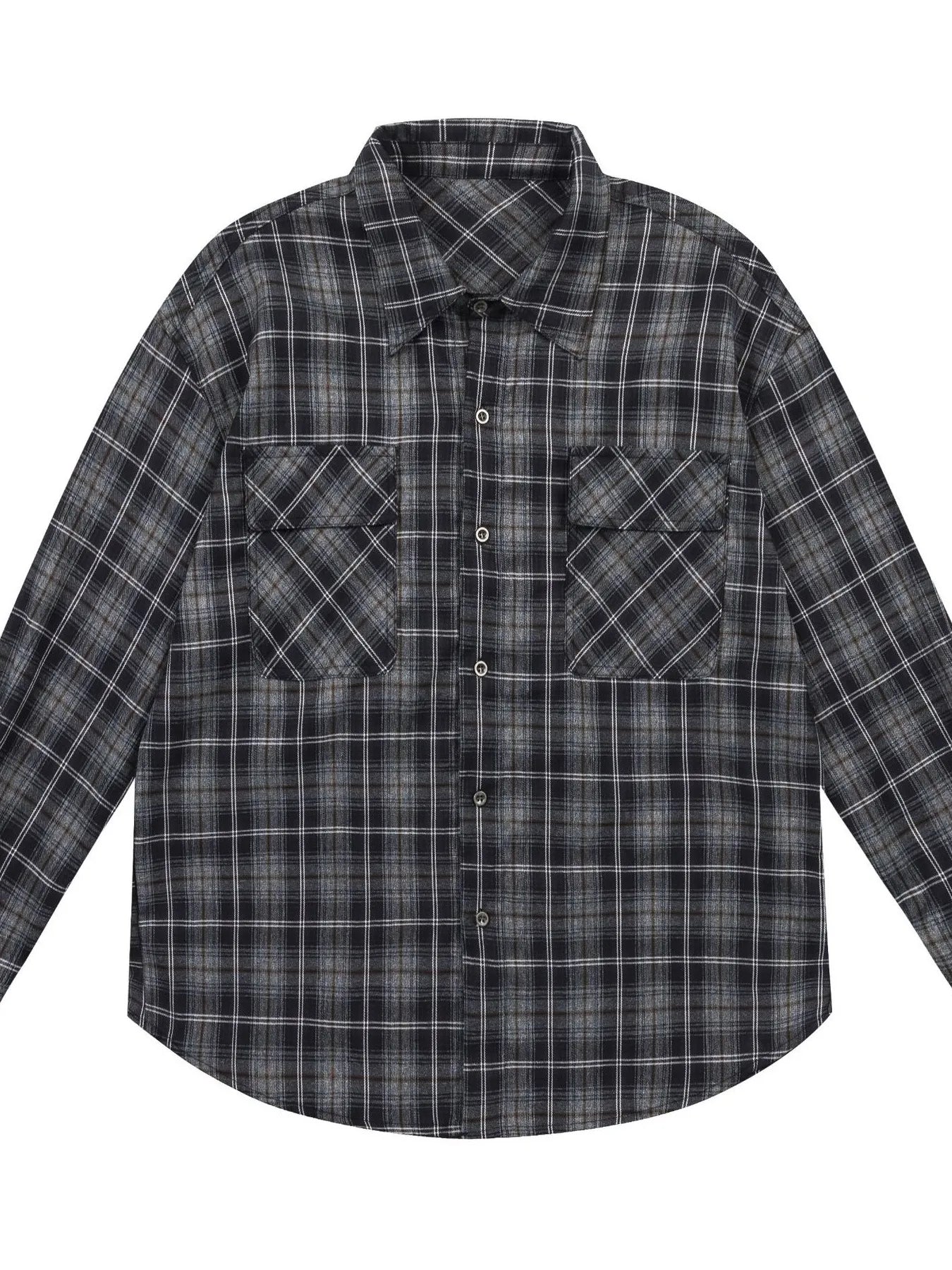 Men's Plaid Button Up Long Sleeve Shirt - Velora Luxury Fashion