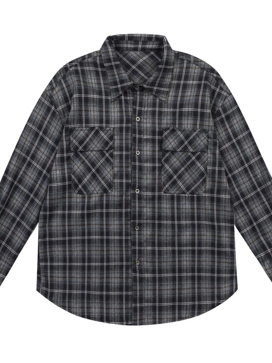 Men's Plaid Button Up Long Sleeve Shirt - Velora Luxury Fashion