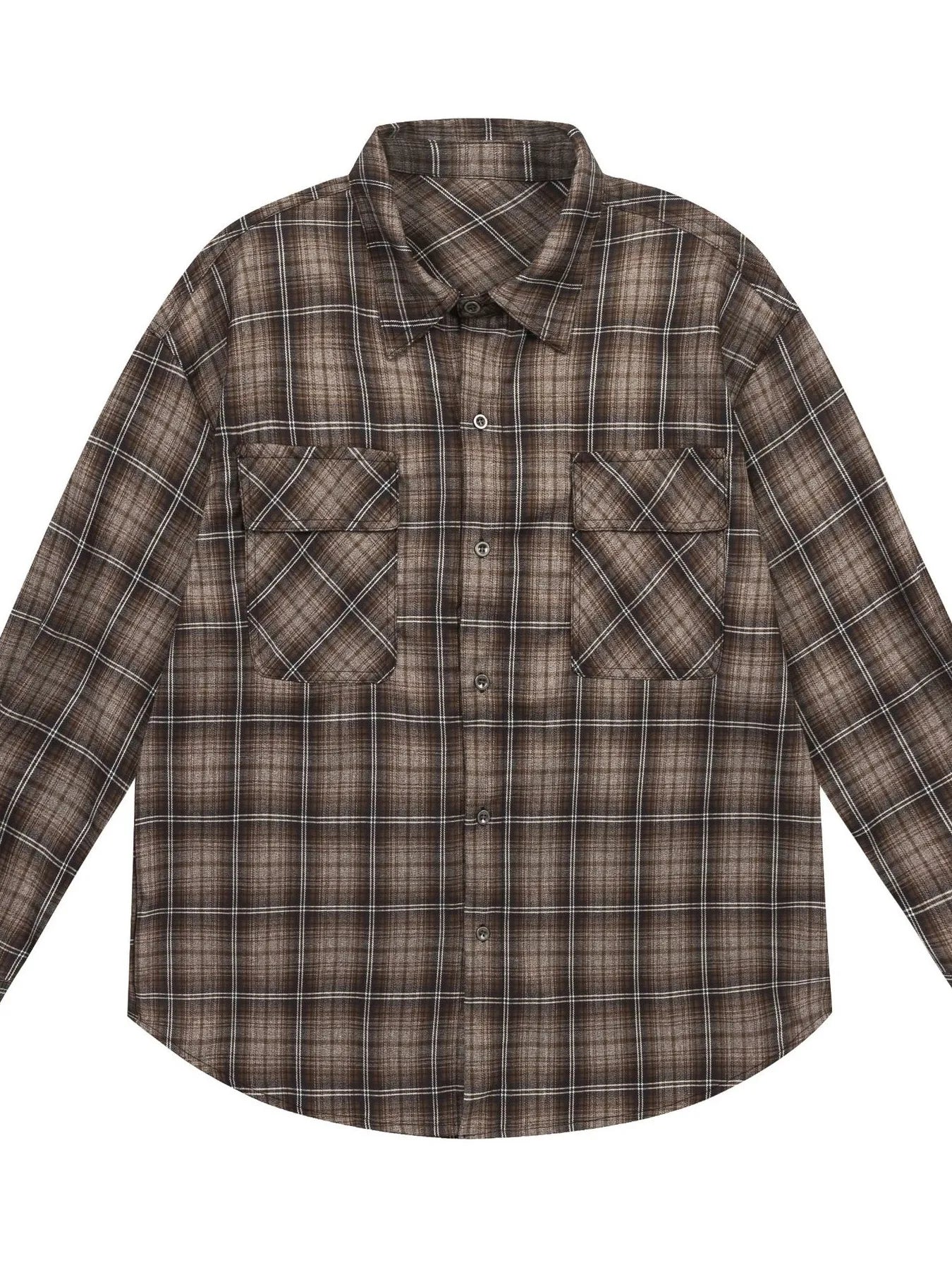 Men's Plaid Button Up Long Sleeve Shirt - Velora Luxury Fashion
