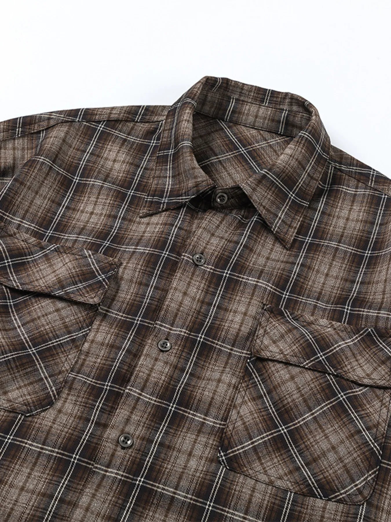 Men's Plaid Button Up Long Sleeve Shirt - Velora Luxury Fashion