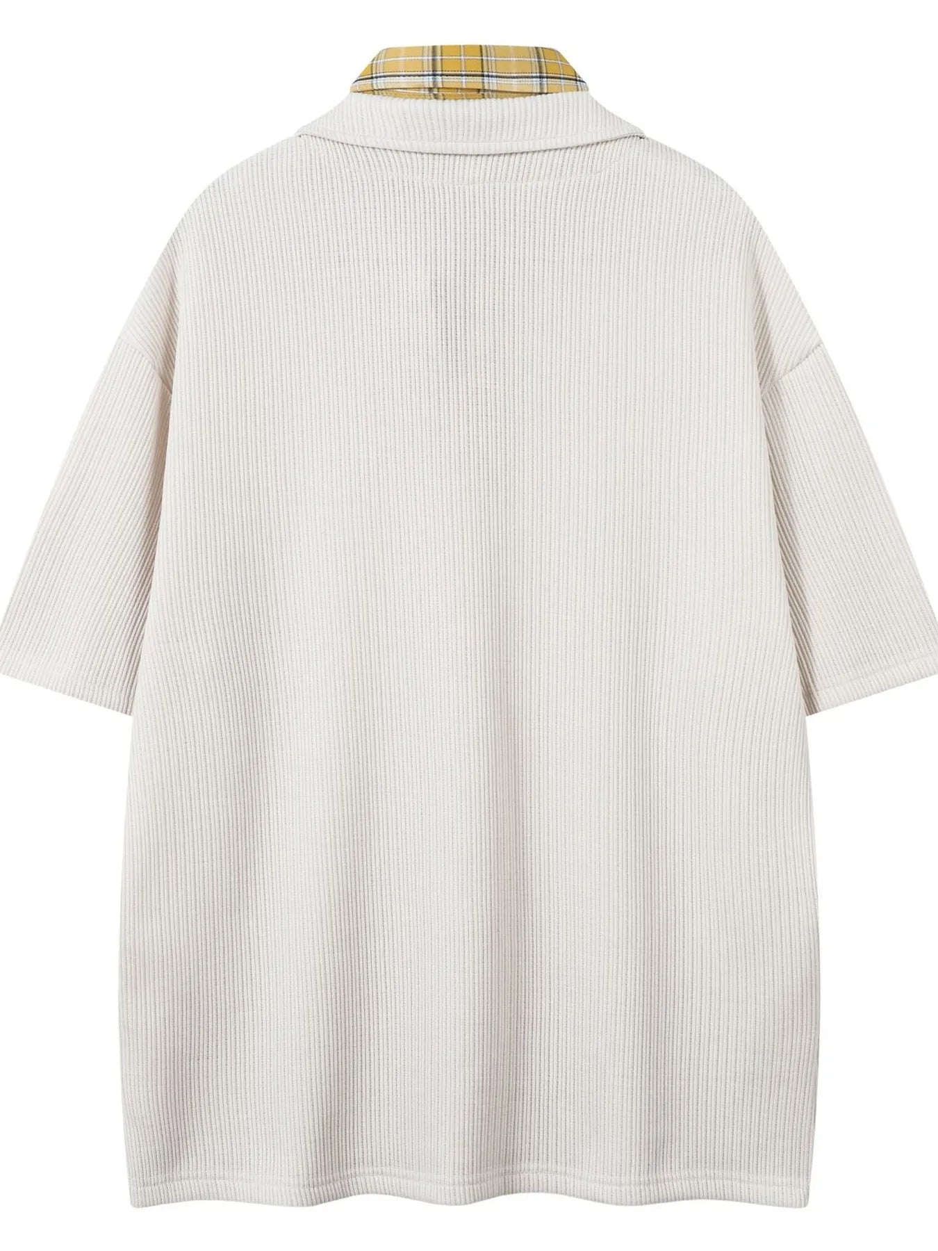 Men's Plaid Collar Short Sleeve Ribbed Polo - Velora Luxury Fashion