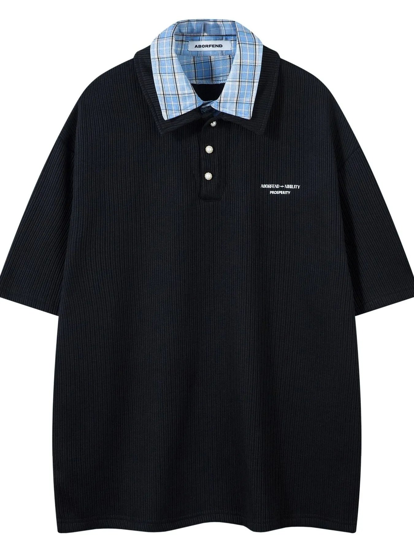 Men's Plaid Collar Short Sleeve Ribbed Polo - Velora Luxury Fashion