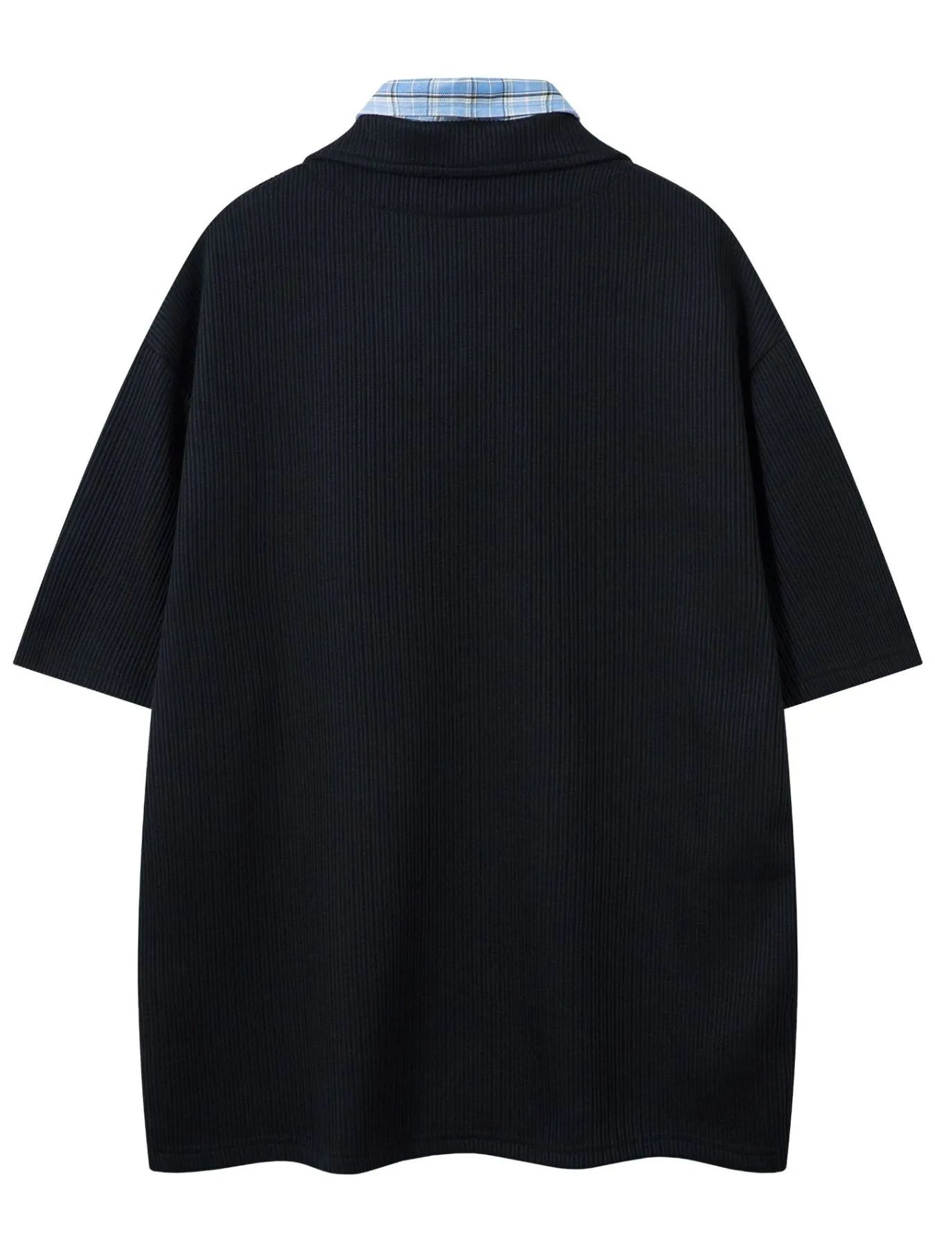 Men's Plaid Collar Short Sleeve Ribbed Polo - Velora Luxury Fashion