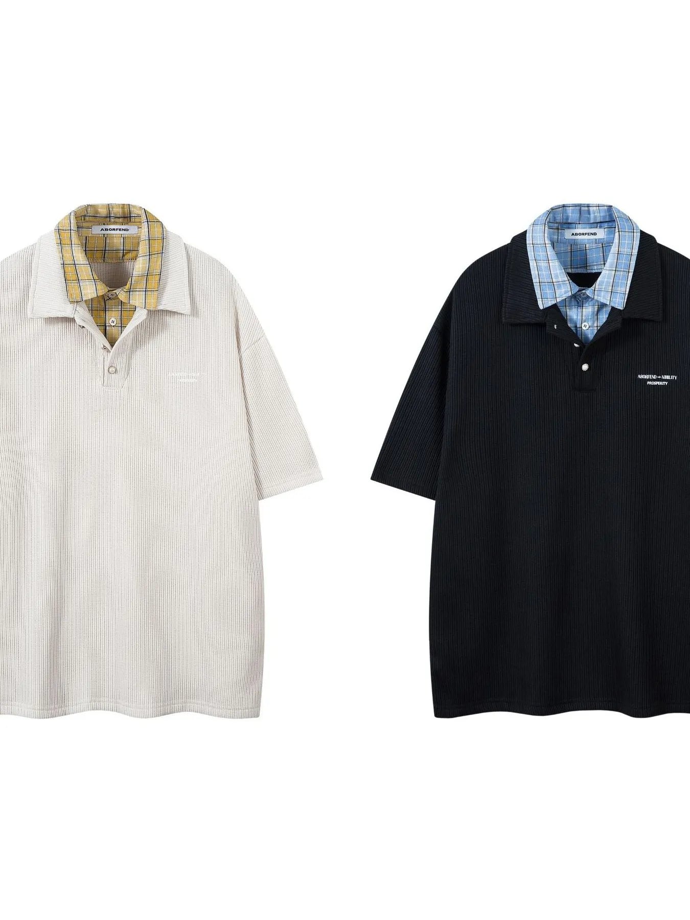 Men's Plaid Collar Short Sleeve Ribbed Polo - Velora Luxury Fashion