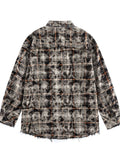 Men's Plaid Flannel Shirt with Raw Edge Details - Velora Luxury Fashion
