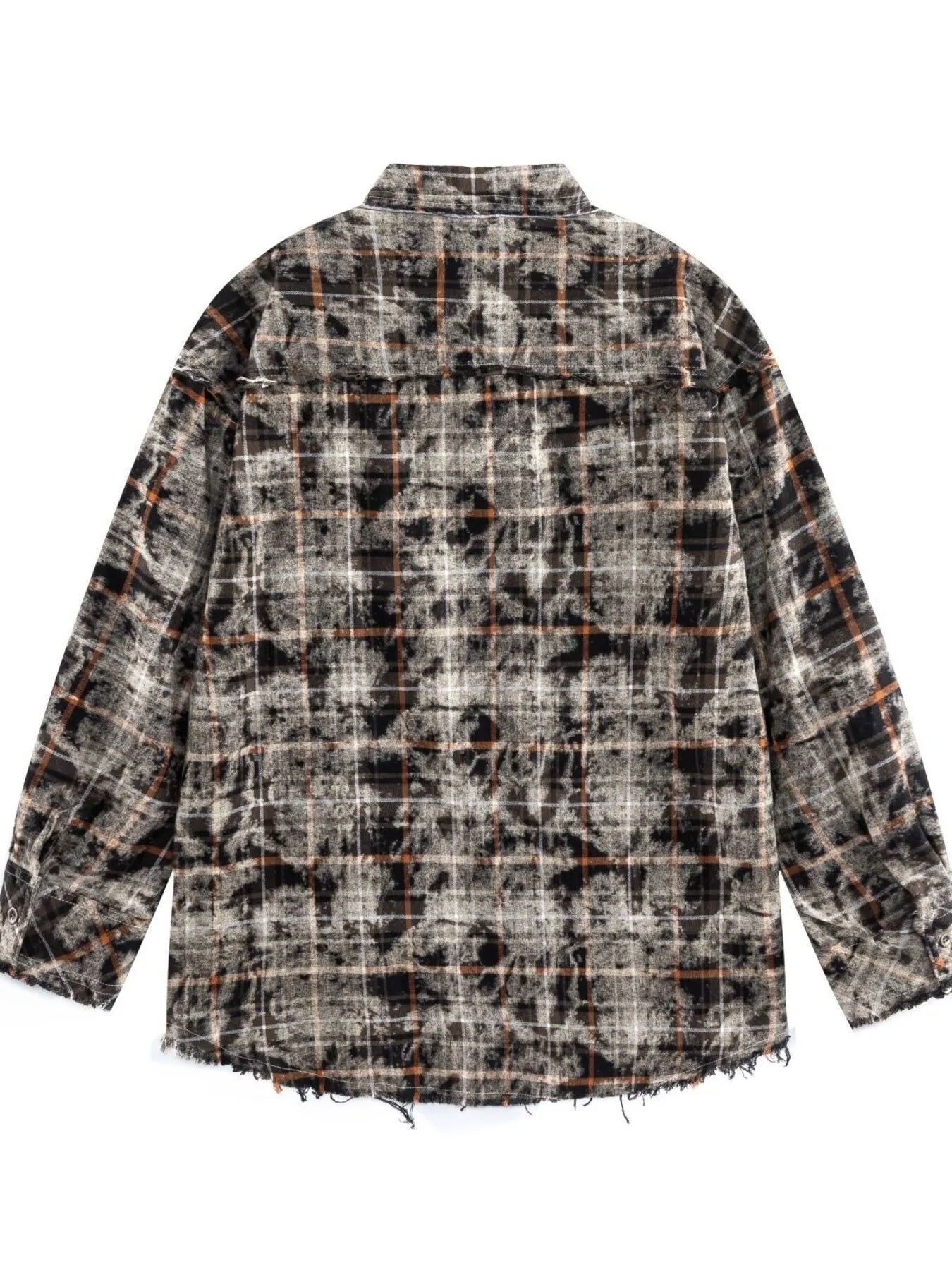 Men's Plaid Flannel Shirt with Raw Edge Details - Velora Luxury Fashion